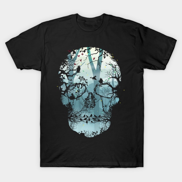 Dark Forest Skull T-Shirt by Sitchko